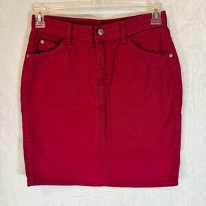 EUC Sierra West Vintage Red Denim Skirt Size 12 Cowgirl Casual Summer Vibes